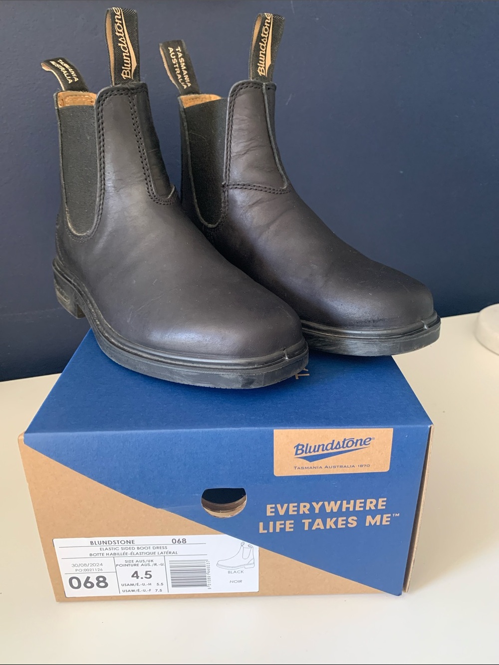 Blundstone 068 Black Chelsea Dress Boots Elastic Sided AUS/UK 4.5 US 7.5 NWOT